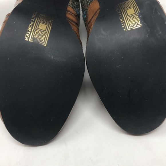 Croc Leather Tweed Brocade Boho Ankle Boots - Tracy Porter Anthropologie 6 - Picture 4 of 6